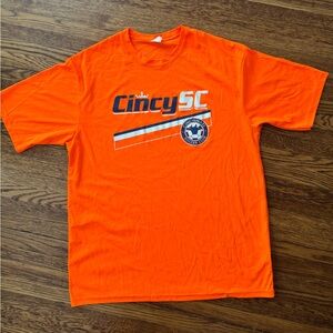 CINCY SOCCER CLUB T-Shirt Bright Orange Men's T-Shirt.